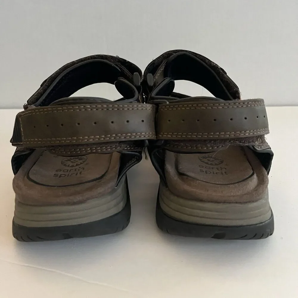 Earth Spirit Sandals Mens Brown Brett Active Strappy Faux Leather SZ US 10 EU 43